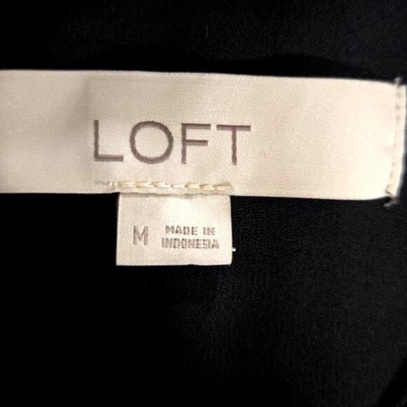 LOFT Women’s Medium Black Sheer Polka Dot Long Sleeve Blouse Dressy Top - Picture 8 of 11